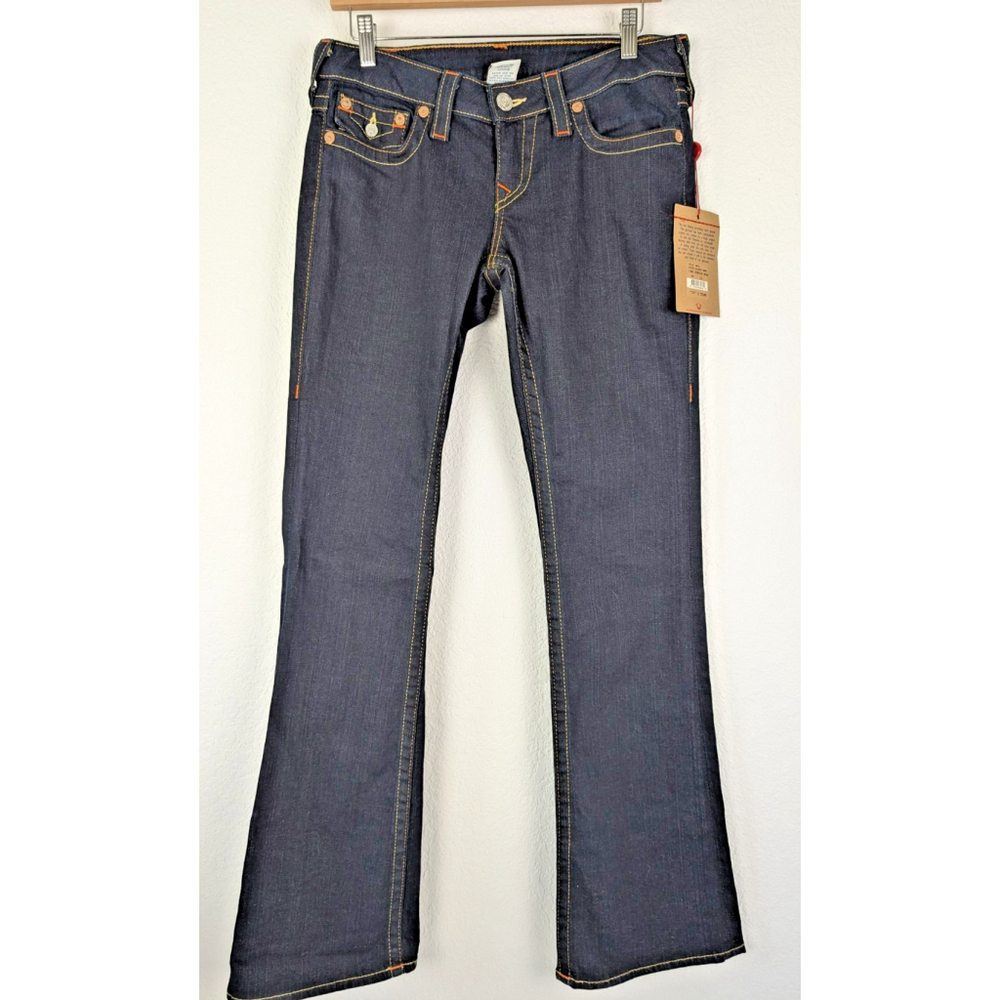 NWT True Religion Brand Tony Jeans Sz 29 Dark Wash Stretch Bootcut Rodeo Cowgirl
